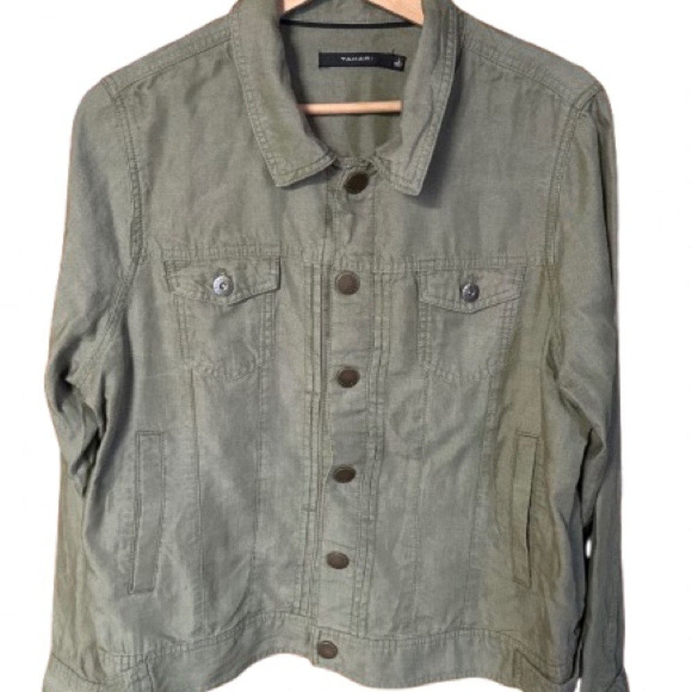 Tahari Womans Olive Green Lightweight Jacket